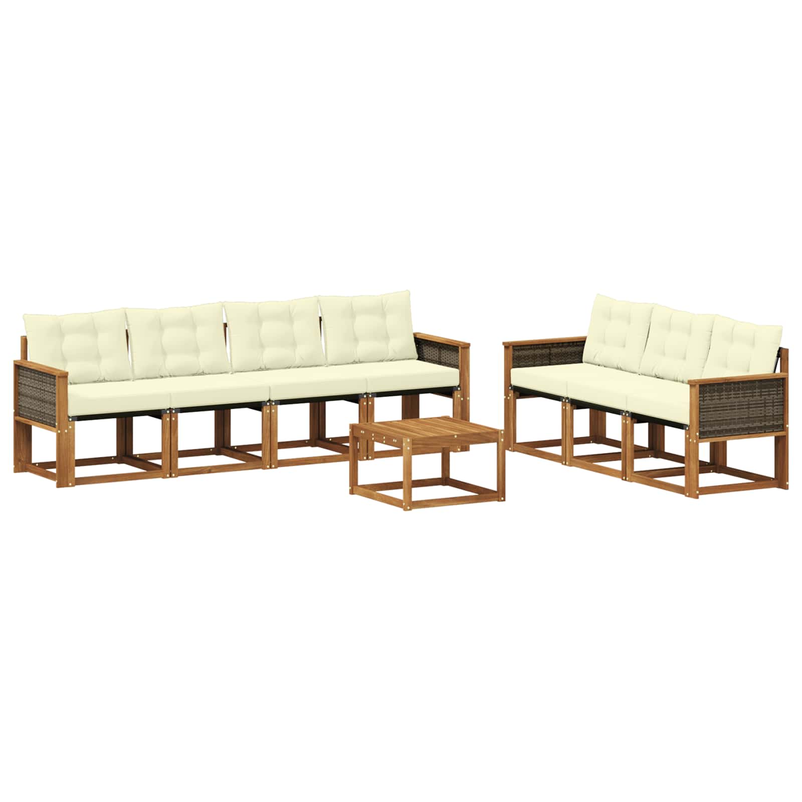 Outdoor-Sofagarnitur mit Kissen 8 pcs Natur und Creme