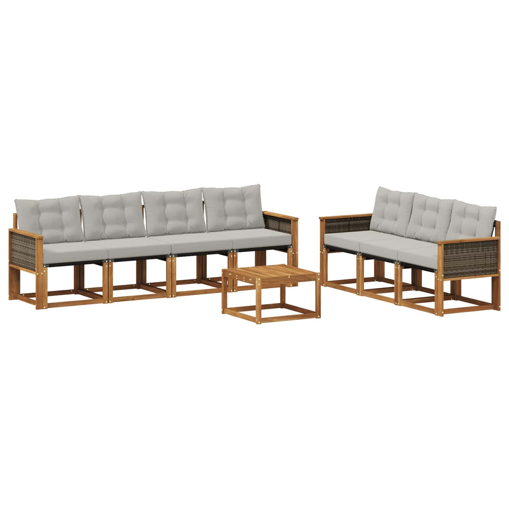 Outdoor-Sofagarnitur mit Kissen 8 pcs Natürlich und Hellgrau