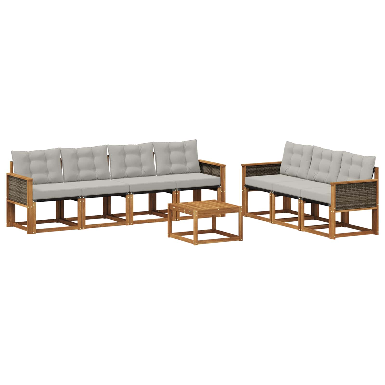Outdoor-Sofagarnitur mit Kissen 8 pcs Natürlich und Hellgrau
