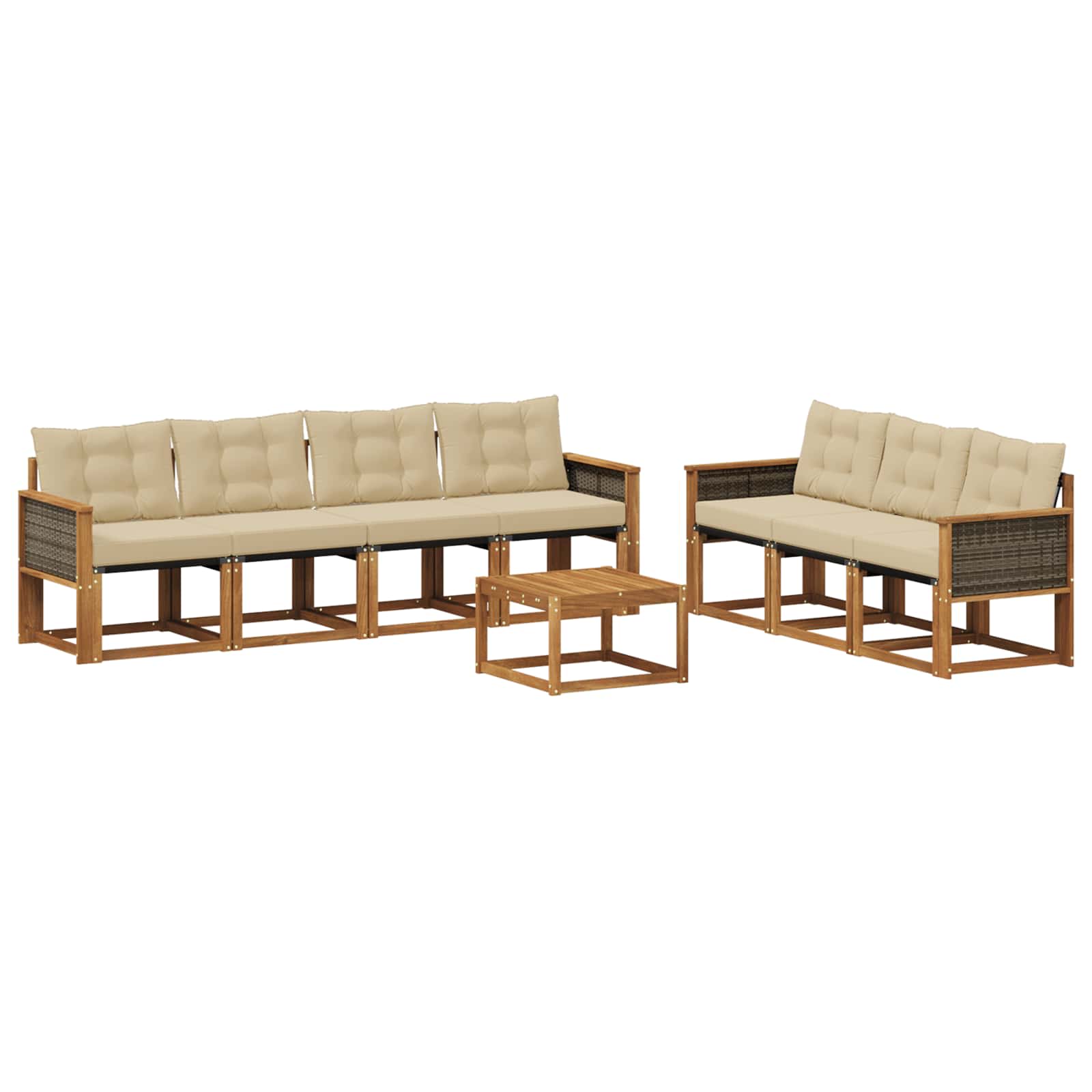 Outdoor-Sofagarnitur mit Kissen 8 pcs Natur und Beige