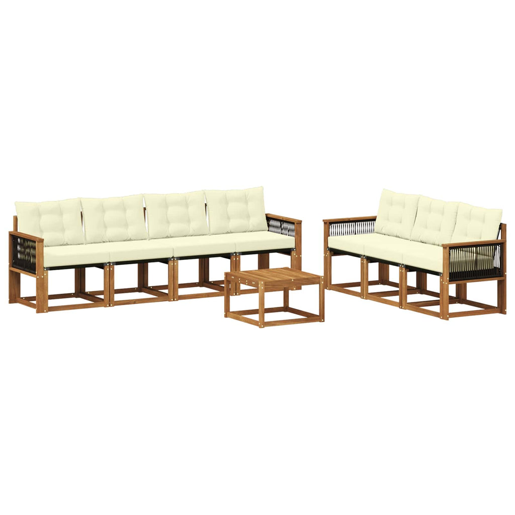 Outdoor-Sofagarnitur mit Kissen 8 pcs Natur und Creme