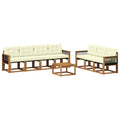 Outdoor-Sofagarnitur mit Kissen 8 pcs Natur und Creme