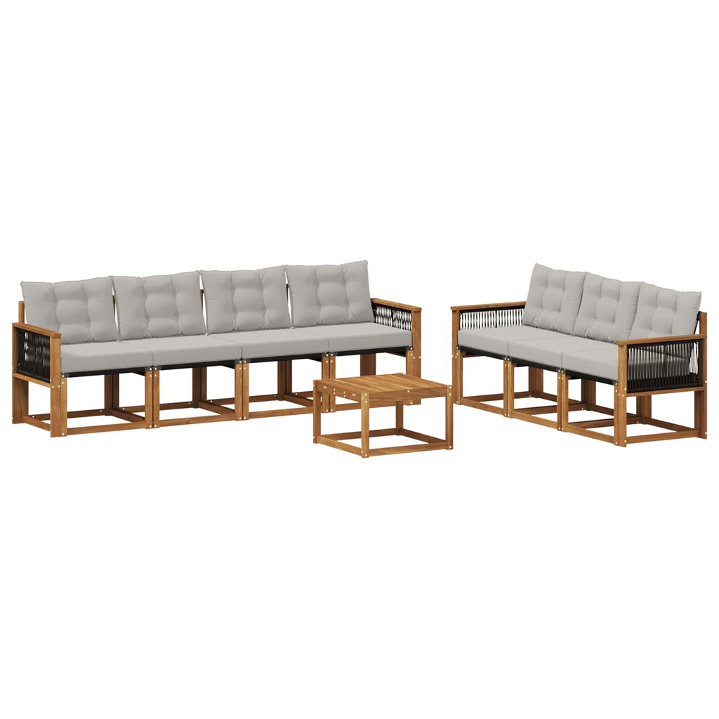 Outdoor-Sofagarnitur mit Kissen 8 pcs Natürlich und Hellgrau