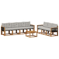 Outdoor-Sofagarnitur mit Kissen 8 pcs Natürlich und Hellgrau