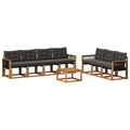 Outdoor-Sofagarnitur mit Kissen 8 pcs Natürlich und Schwarz
