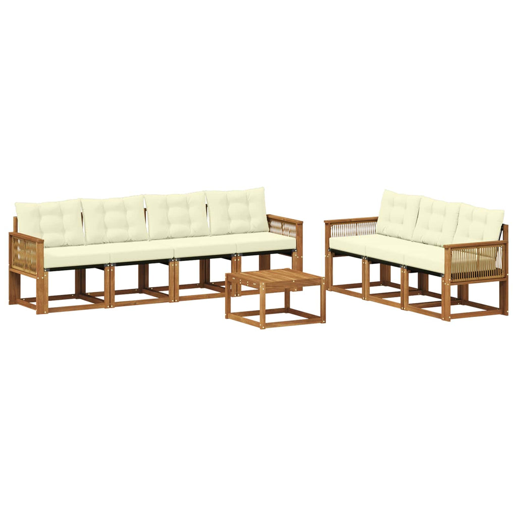 Outdoor-Sofagarnitur mit Kissen 8 pcs Natur und Creme