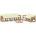 Outdoor-Sofagarnitur mit Kissen 8 pcs Natur und Creme