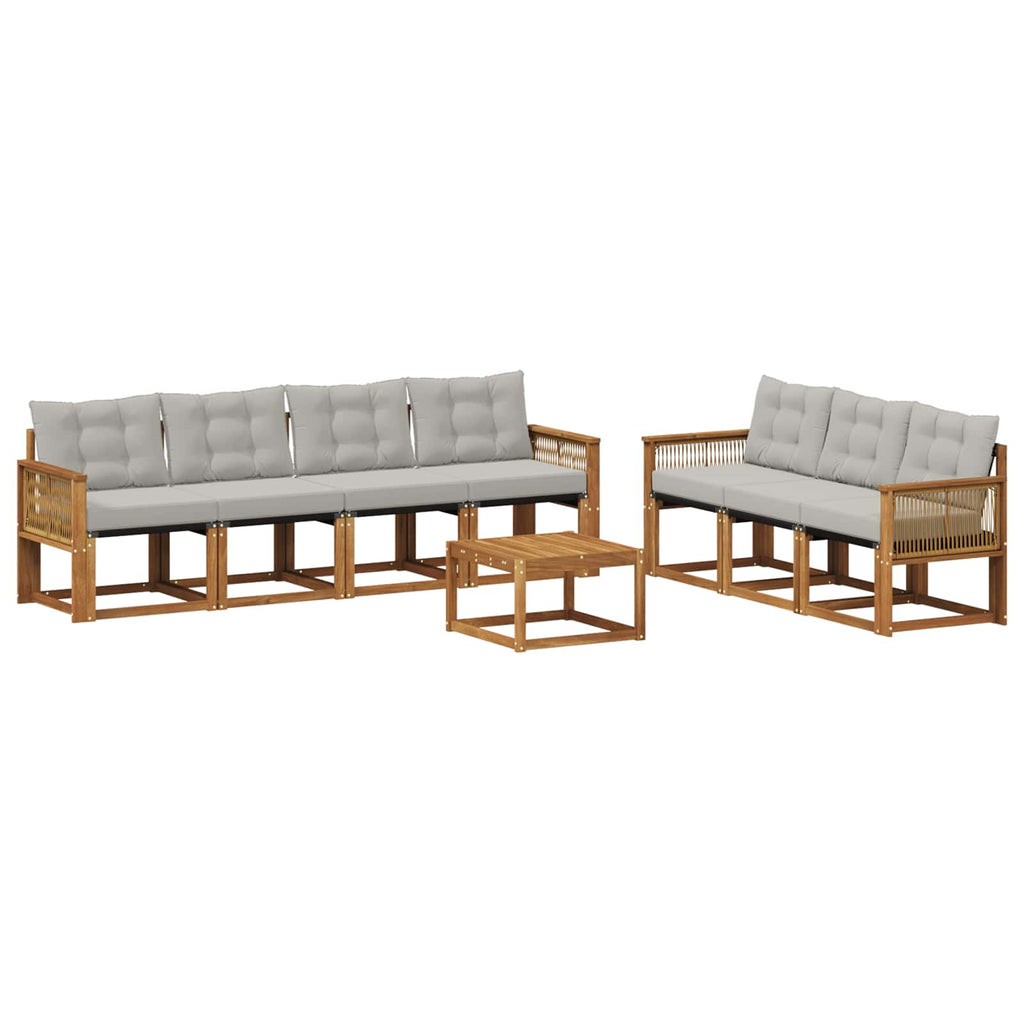 Outdoor-Sofagarnitur mit Kissen 8 pcs Natürlich und Hellgrau