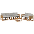 Outdoor-Sofagarnitur mit Kissen 8 pcs Natürlich und Hellgrau