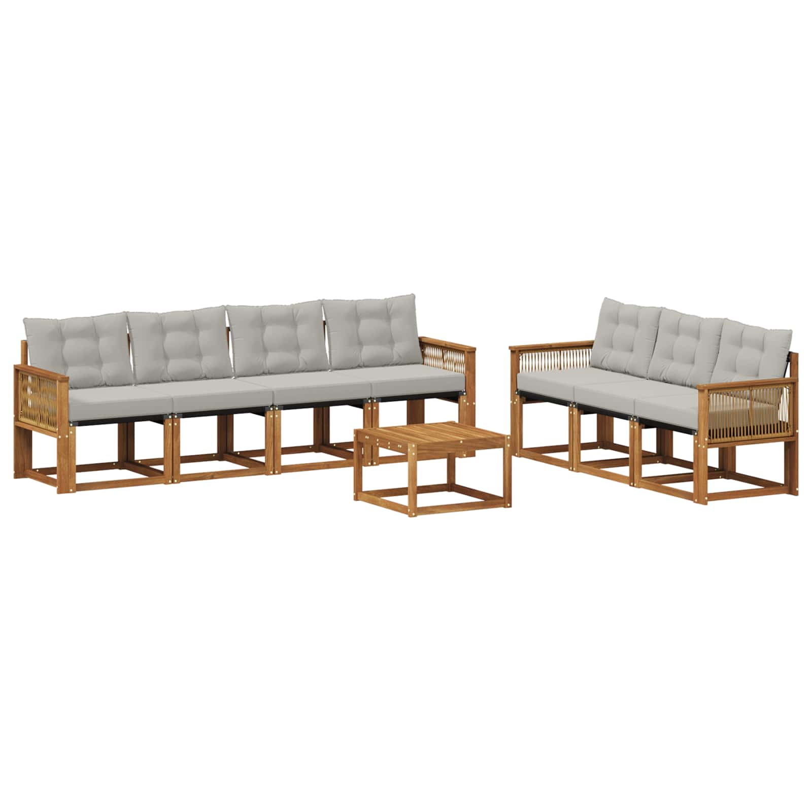 Outdoor-Sofagarnitur mit Kissen 8 pcs Natürlich und Hellgrau