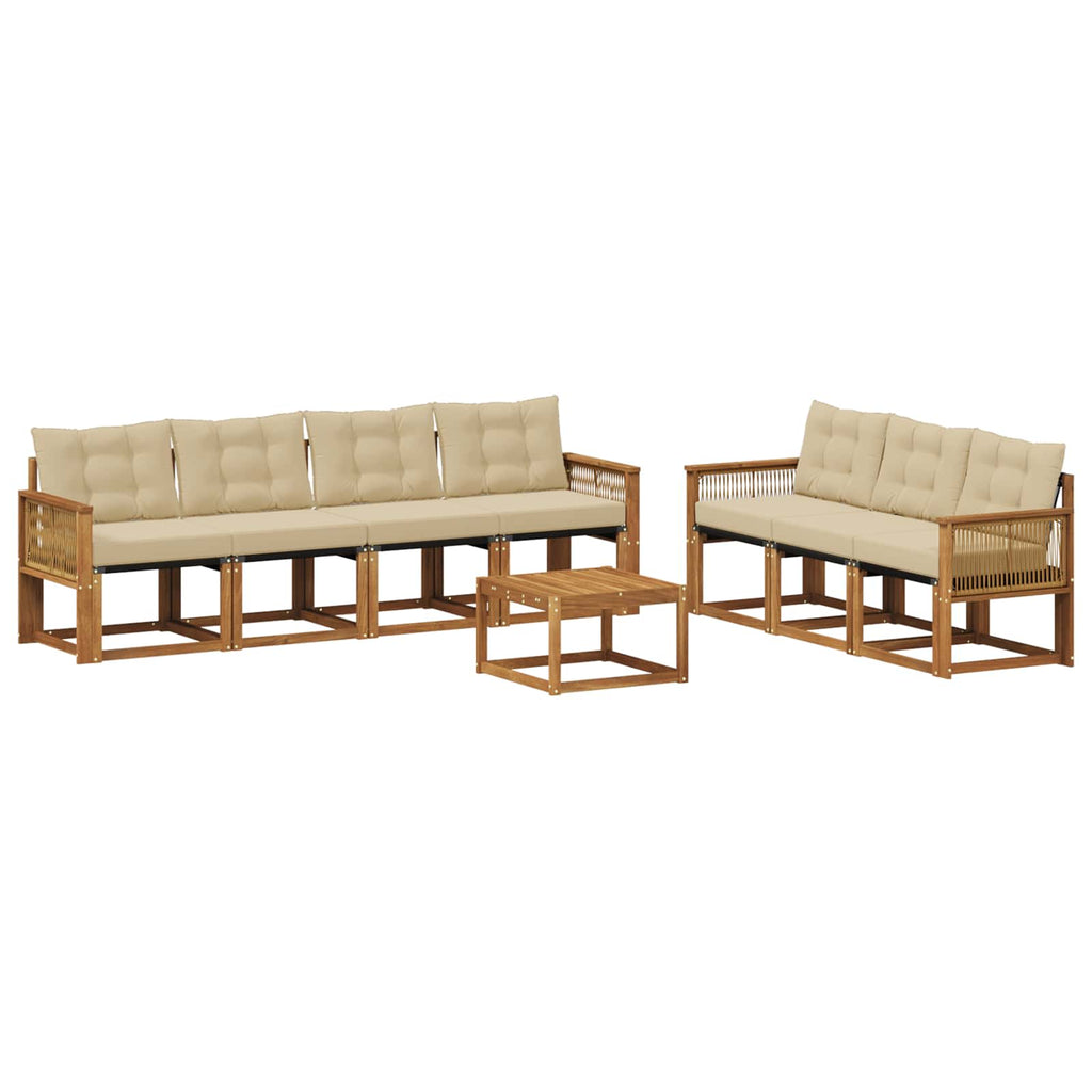 Outdoor-Sofagarnitur mit Kissen 8 pcs Natur und Beige