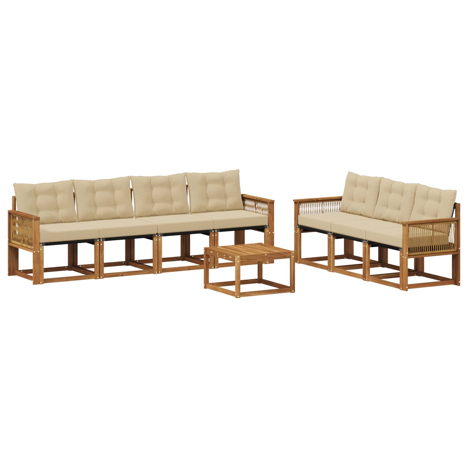 Outdoor-Sofagarnitur mit Kissen 8 pcs Natur und Beige
