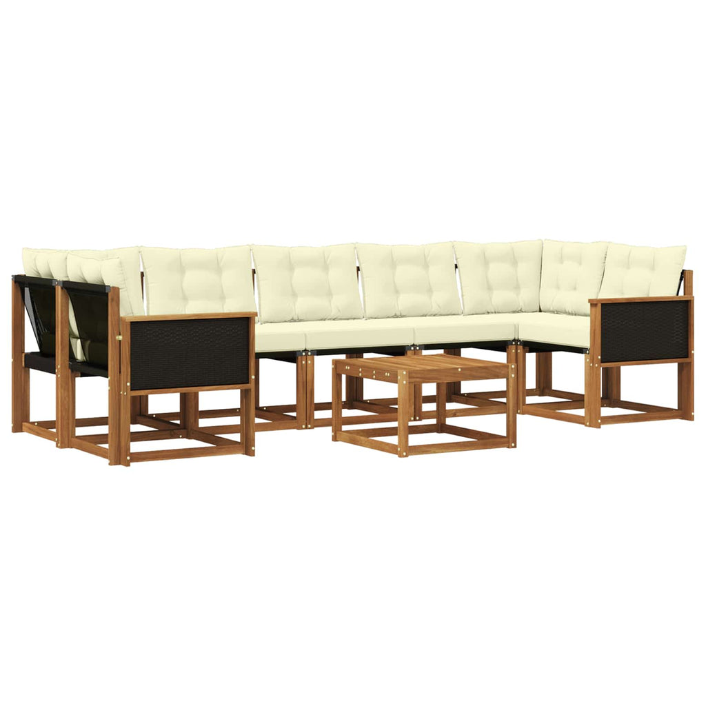 Outdoor-Sofagarnitur mit Kissen 8 pcs Natur und Creme