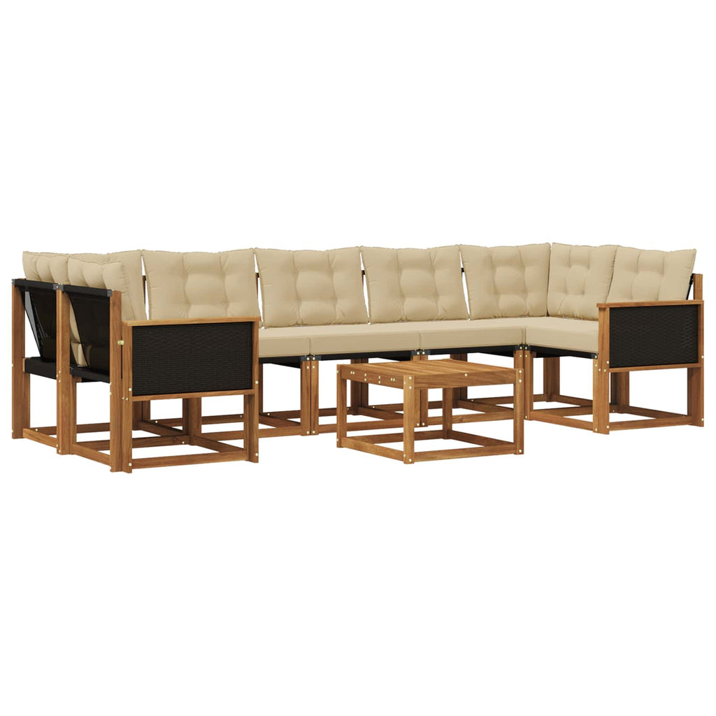 Outdoor-Sofagarnitur mit Kissen 8 pcs Natur und Beige