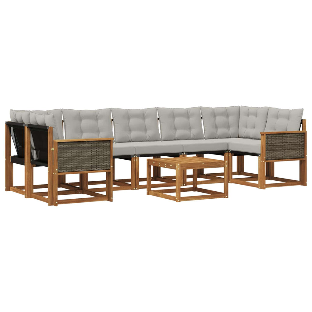 Outdoor-Sofagarnitur mit Kissen 8 pcs Natürlich und Hellgrau