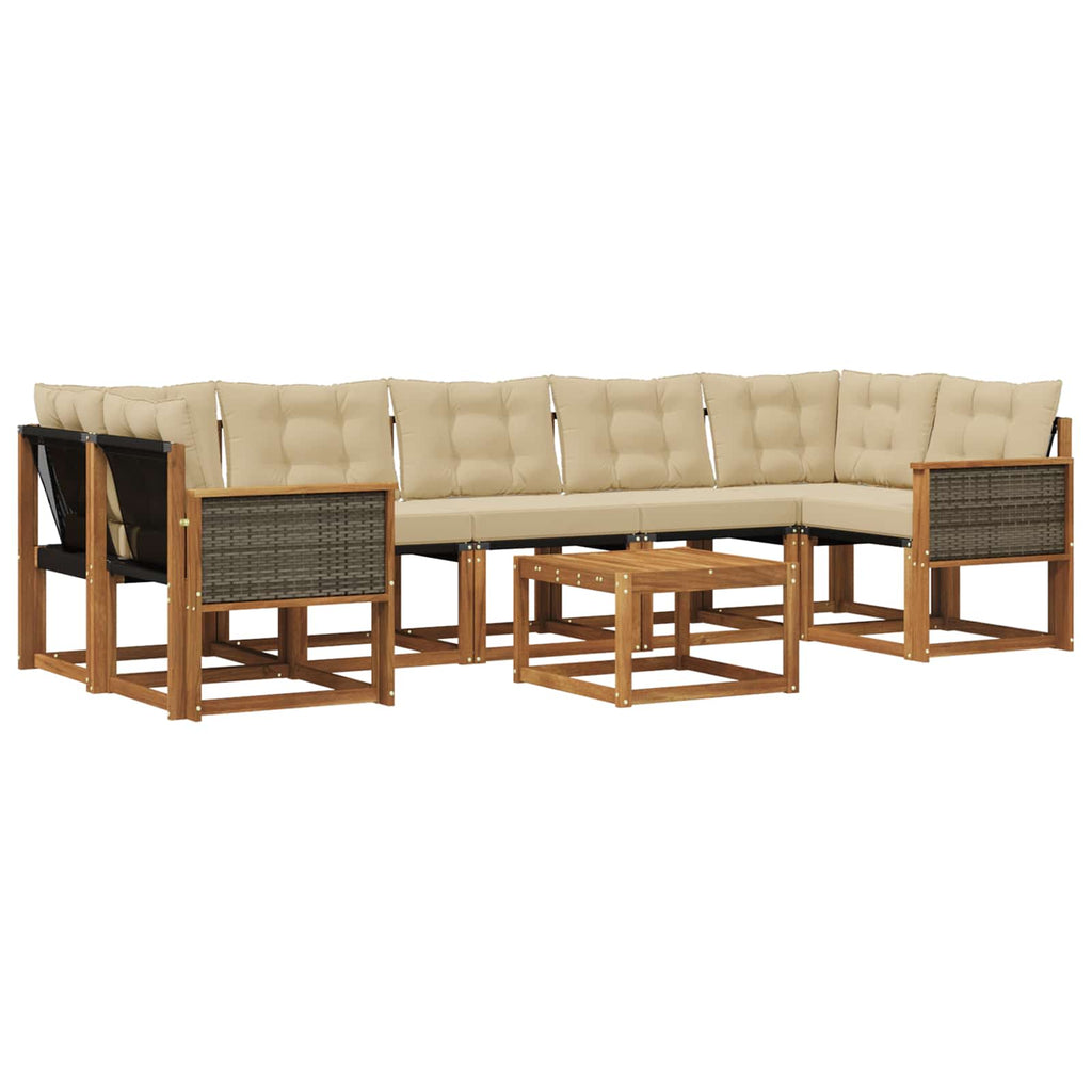Outdoor-Sofagarnitur mit Kissen 8 pcs Natur und Beige
