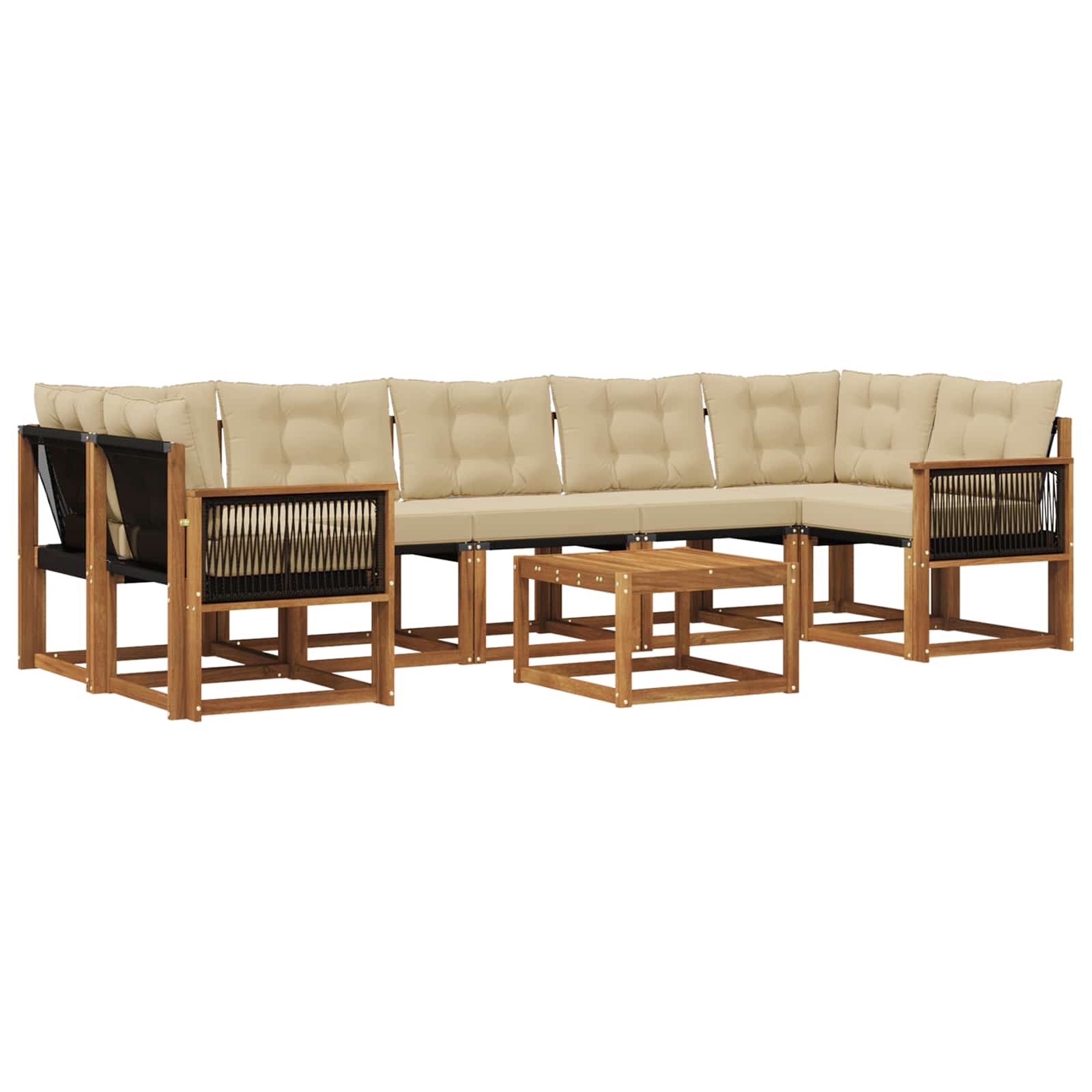 Outdoor-Sofagarnitur mit Kissen 8 pcs Natur und Beige