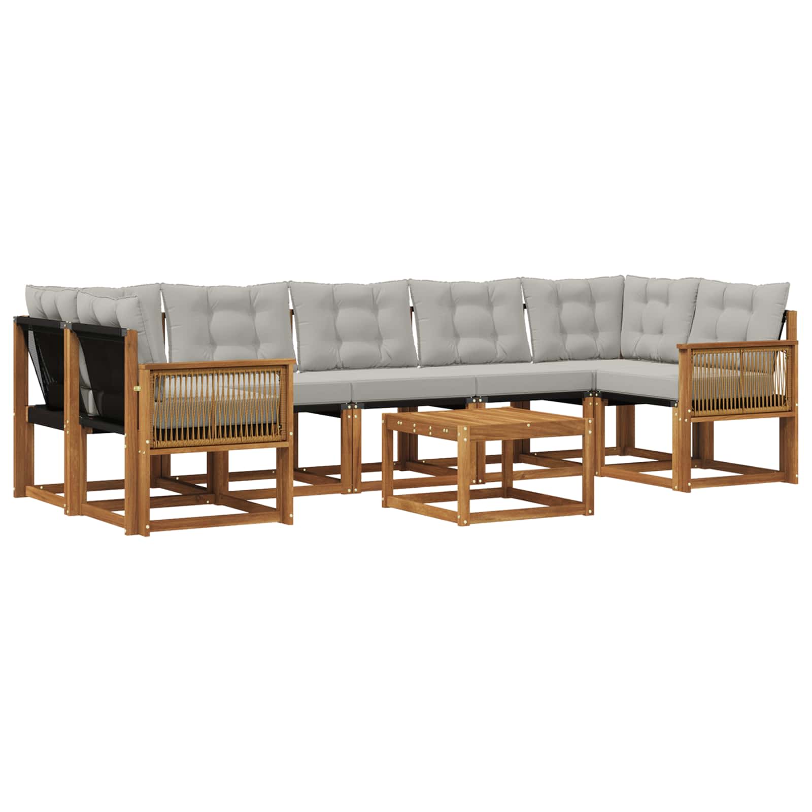 Outdoor-Sofagarnitur mit Kissen 8 pcs Natürlich und Hellgrau
