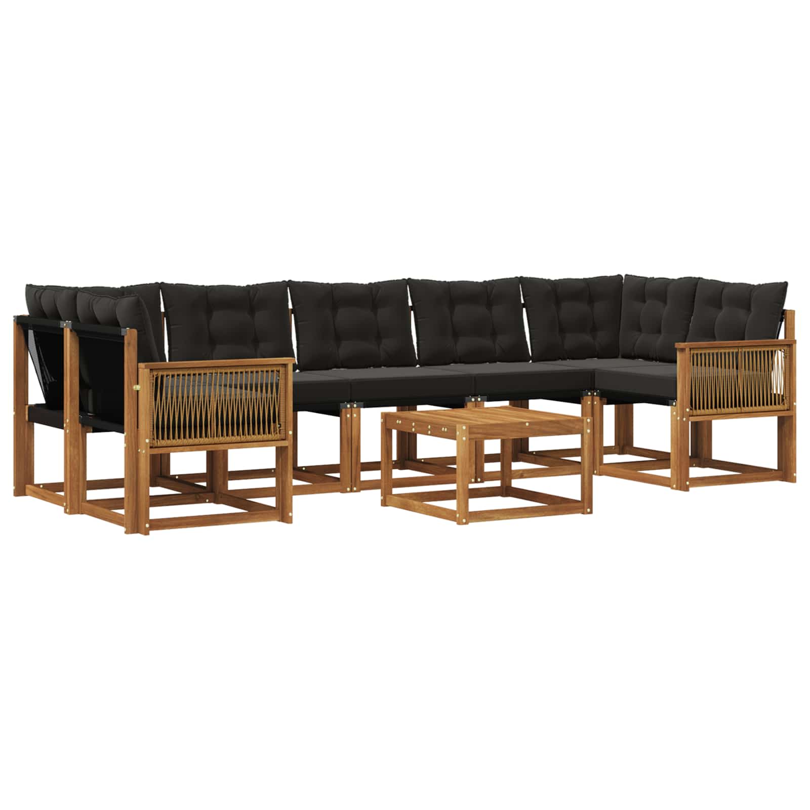 Outdoor-Sofagarnitur mit Kissen 8 pcs Natürlich und Schwarz