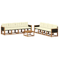 Outdoor-Sofagarnitur mit Kissen 9 pcs Natur und Creme