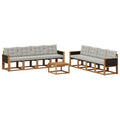 Outdoor-Sofagarnitur mit Kissen 9 pcs Natürlich und Hellgrau