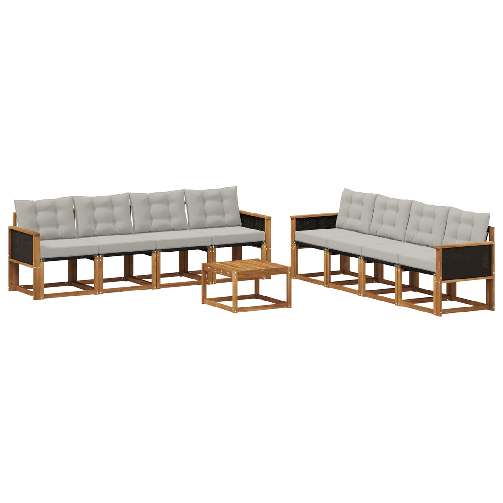 Outdoor-Sofagarnitur mit Kissen 9 pcs Natürlich und Hellgrau