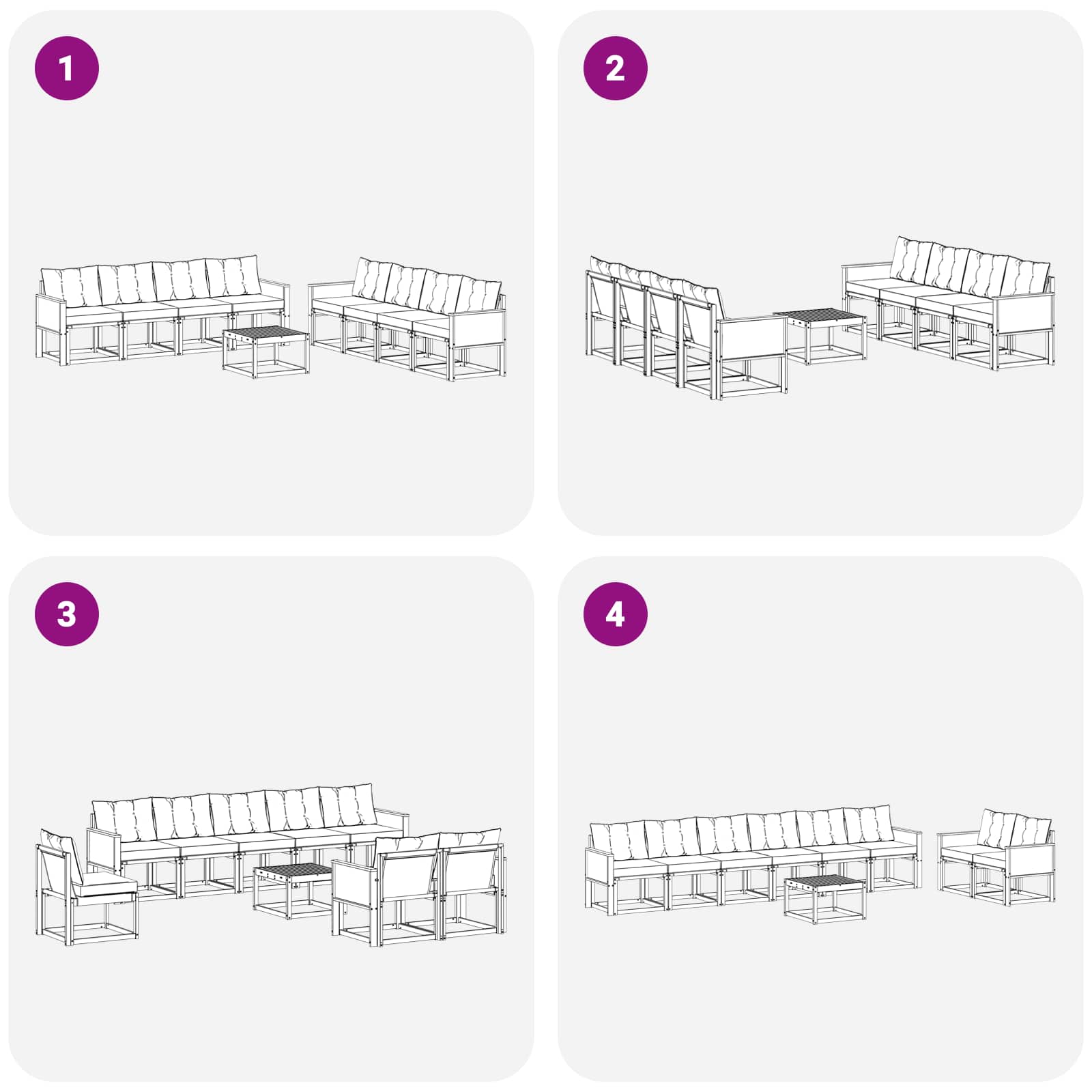 Outdoor-Sofagarnitur mit Kissen 9 pcs Natürlich und Hellgrau