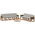 Outdoor-Sofagarnitur mit Kissen 9 pcs Natürlich und Hellgrau