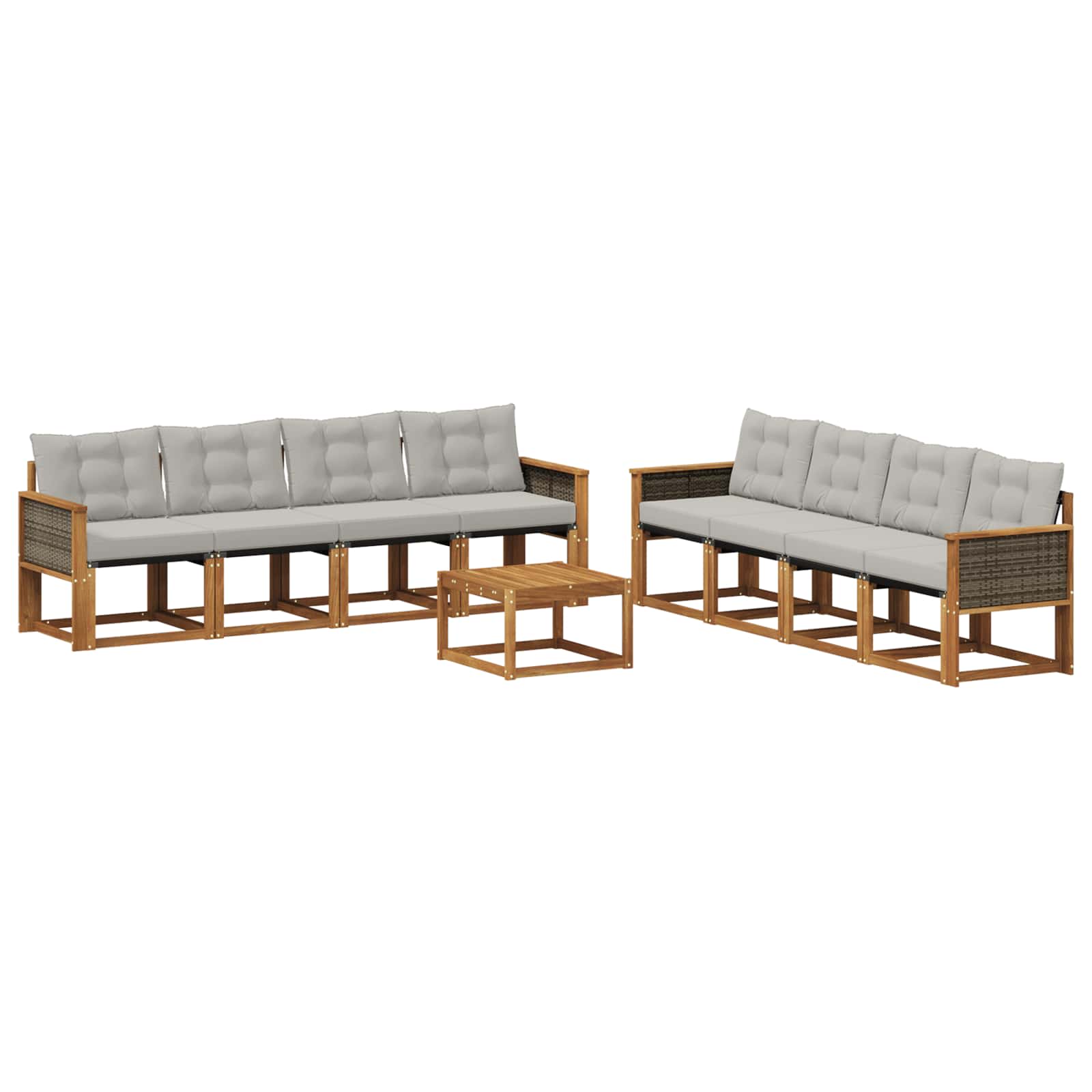 Outdoor-Sofagarnitur mit Kissen 9 pcs Natürlich und Hellgrau