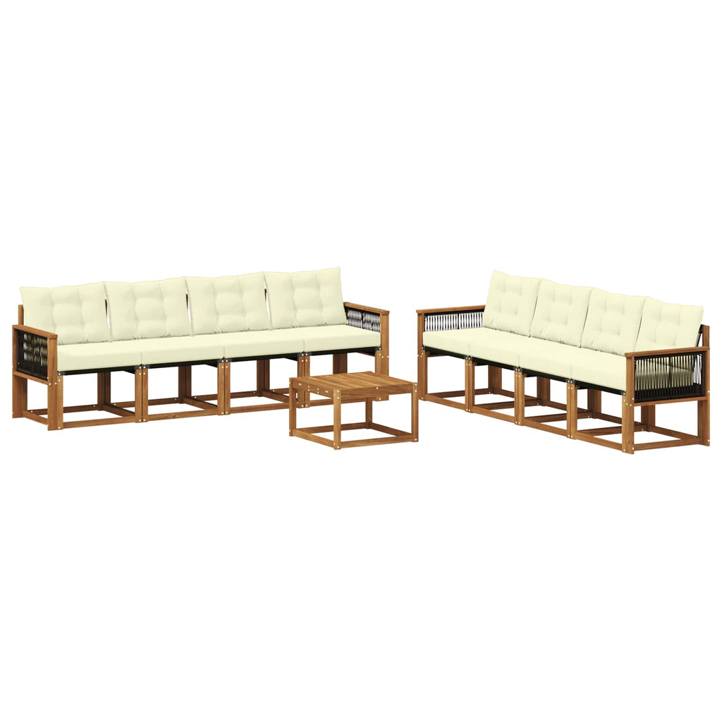 Outdoor-Sofagarnitur mit Kissen 9 pcs Natur und Creme