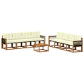 Outdoor-Sofagarnitur mit Kissen 9 pcs Natur und Creme