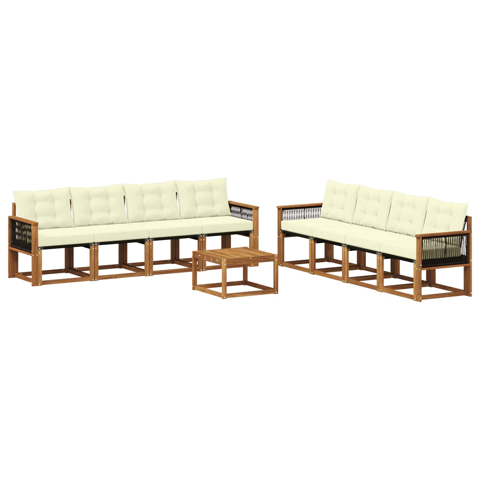 Outdoor-Sofagarnitur mit Kissen 9 pcs Natur und Creme