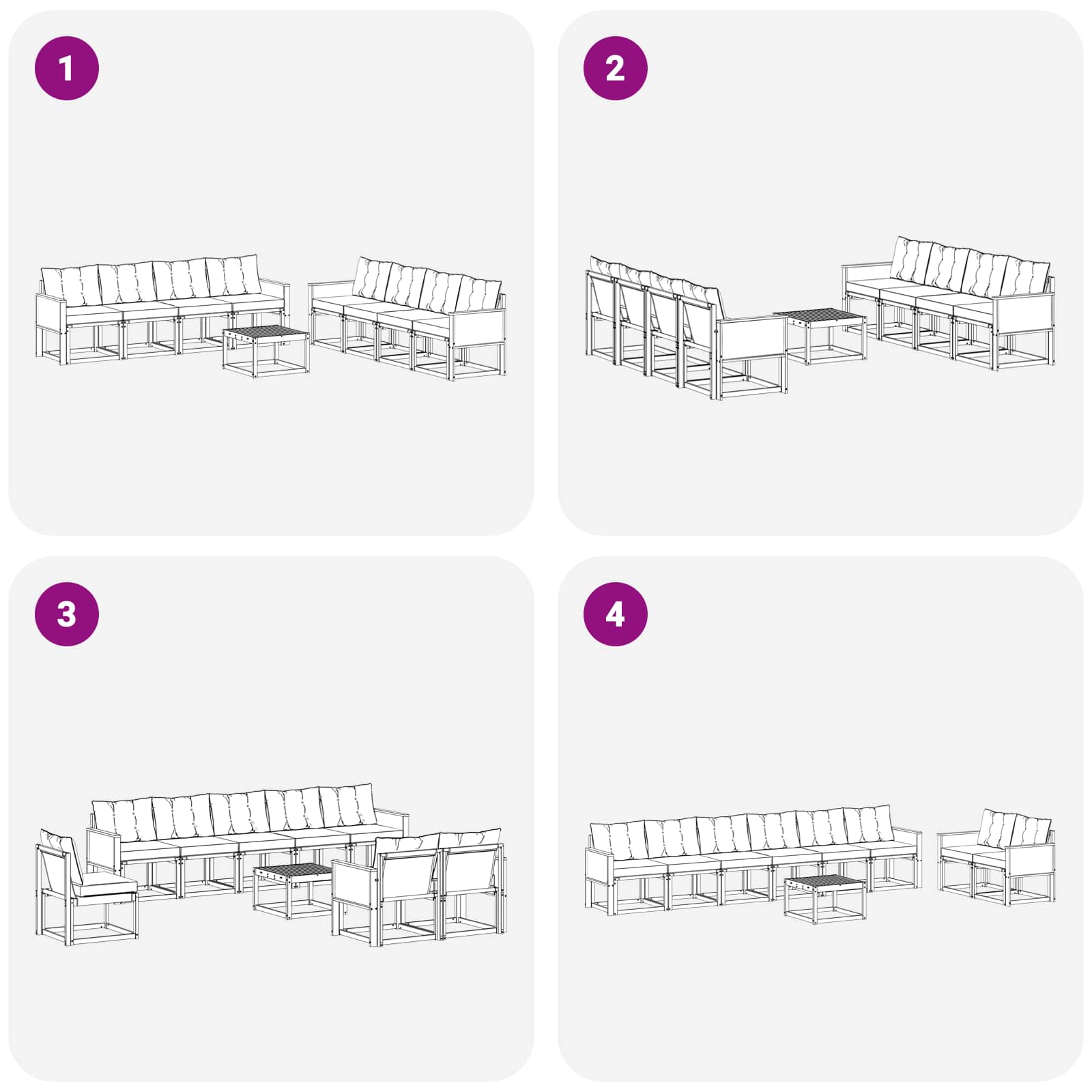 Outdoor-Sofagarnitur mit Kissen 9 pcs Natur und Creme