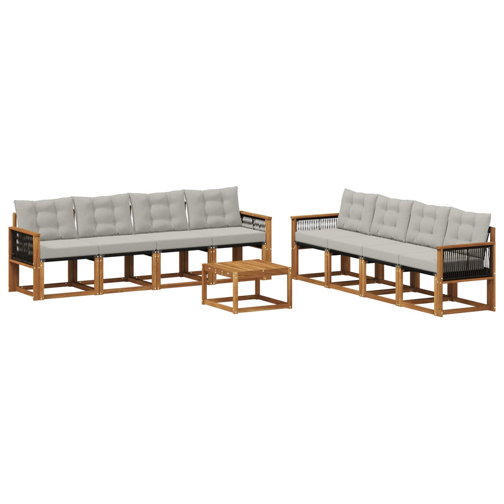 Outdoor-Sofagarnitur mit Kissen 9 pcs Natürlich und Hellgrau