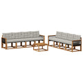 Outdoor-Sofagarnitur mit Kissen 9 pcs Natürlich und Hellgrau