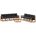 Outdoor-Sofagarnitur mit Kissen 9 pcs Natürlich und Schwarz