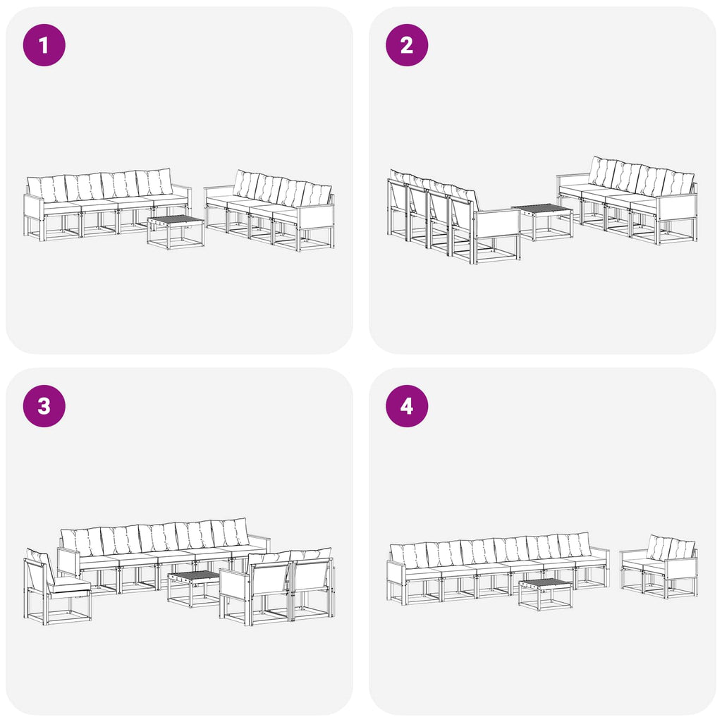 Outdoor-Sofagarnitur mit Kissen 9 pcs Natürlich und Schwarz