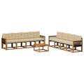 Outdoor-Sofagarnitur mit Kissen 9 pcs Natur und Beige