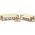 Outdoor-Sofagarnitur mit Kissen 9 pcs Natur und Creme