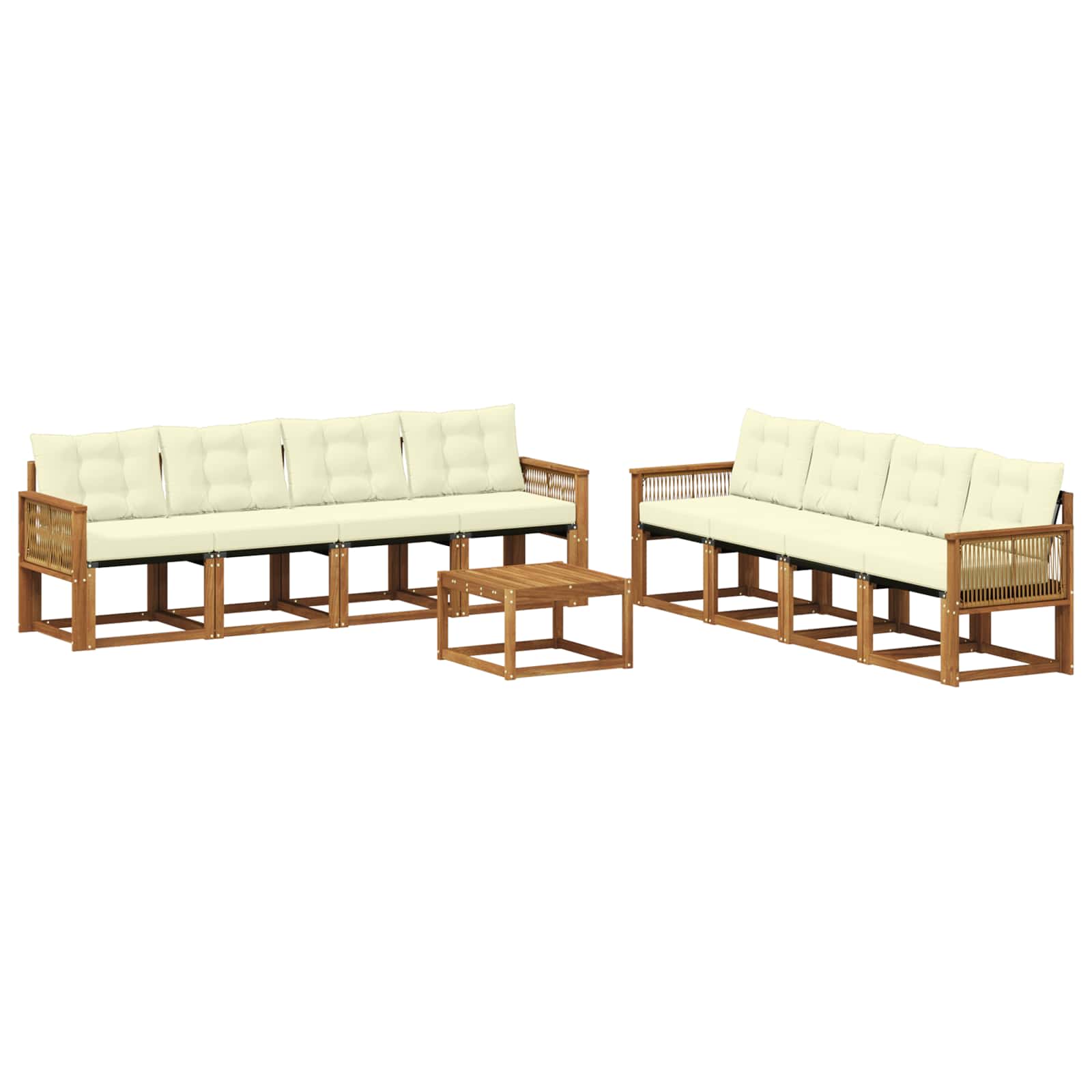 Outdoor-Sofagarnitur mit Kissen 9 pcs Natur und Creme