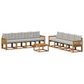Outdoor-Sofagarnitur mit Kissen 9 pcs Natürlich und Hellgrau