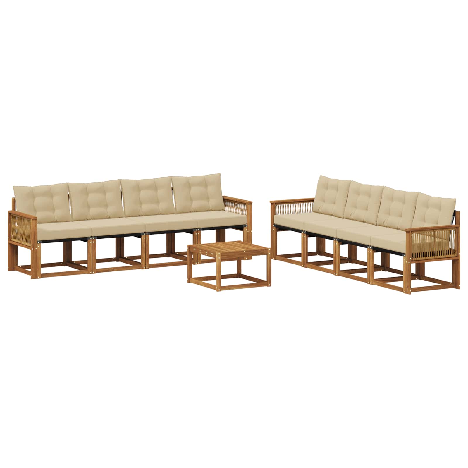 Outdoor-Sofagarnitur mit Kissen 9 pcs Natur und Beige