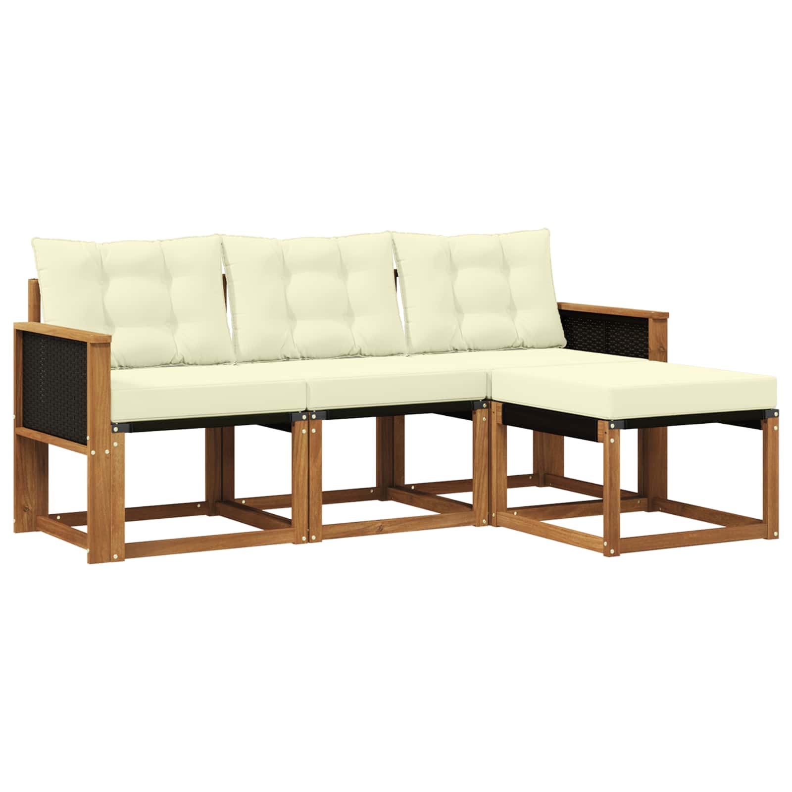 Outdoor-Sofagarnitur mit Kissen 4 pcs Natur und Creme
