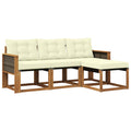 Outdoor-Sofagarnitur mit Kissen 4 pcs Natur und Creme