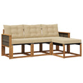Outdoor-Sofagarnitur mit Kissen 4 pcs Natur und Beige