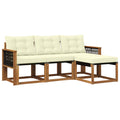 Outdoor-Sofagarnitur mit Kissen 4 pcs Natur und Creme