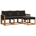 Outdoor-Sofagarnitur mit Kissen 4 pcs Natürlich und Schwarz