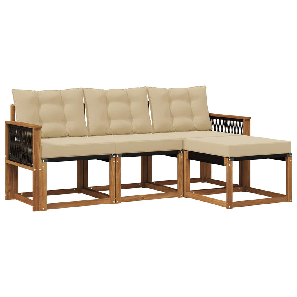 Outdoor-Sofagarnitur mit Kissen 4 pcs Natur und Beige