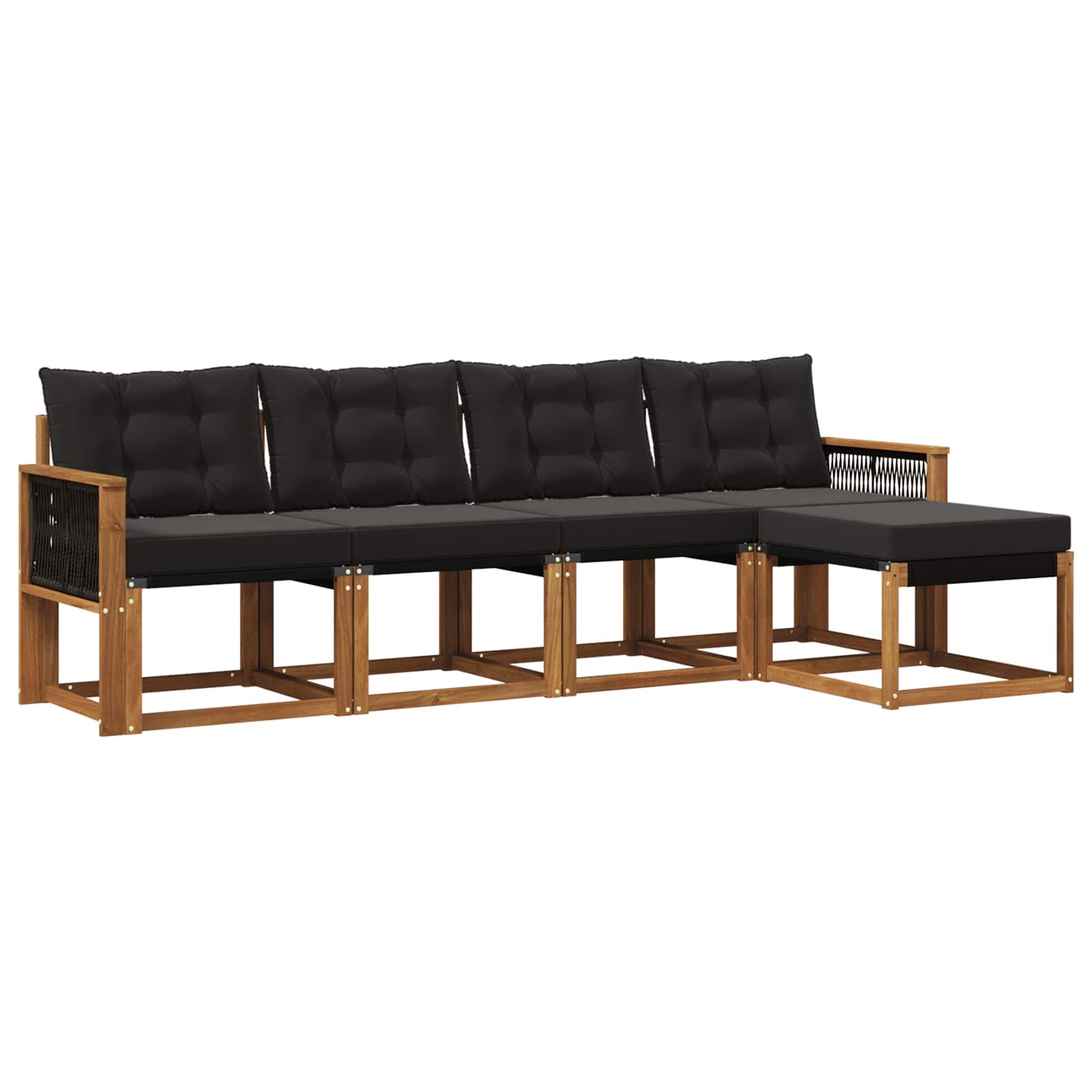 Outdoor-Sofagarnitur mit Kissen 5 pcs Natürlich und Schwarz