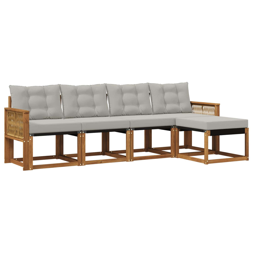 Outdoor-Sofagarnitur mit Kissen 5 pcs Natürlich und Hellgrau